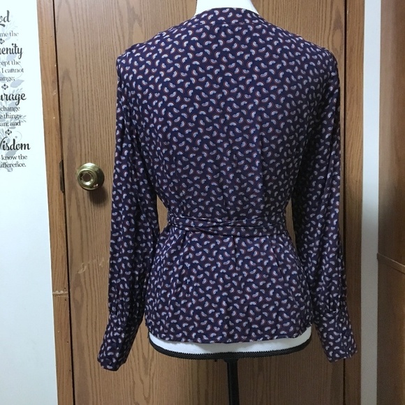 Boden Navy Rainbow Arc Wrap Blouse - Picture 4 of 7